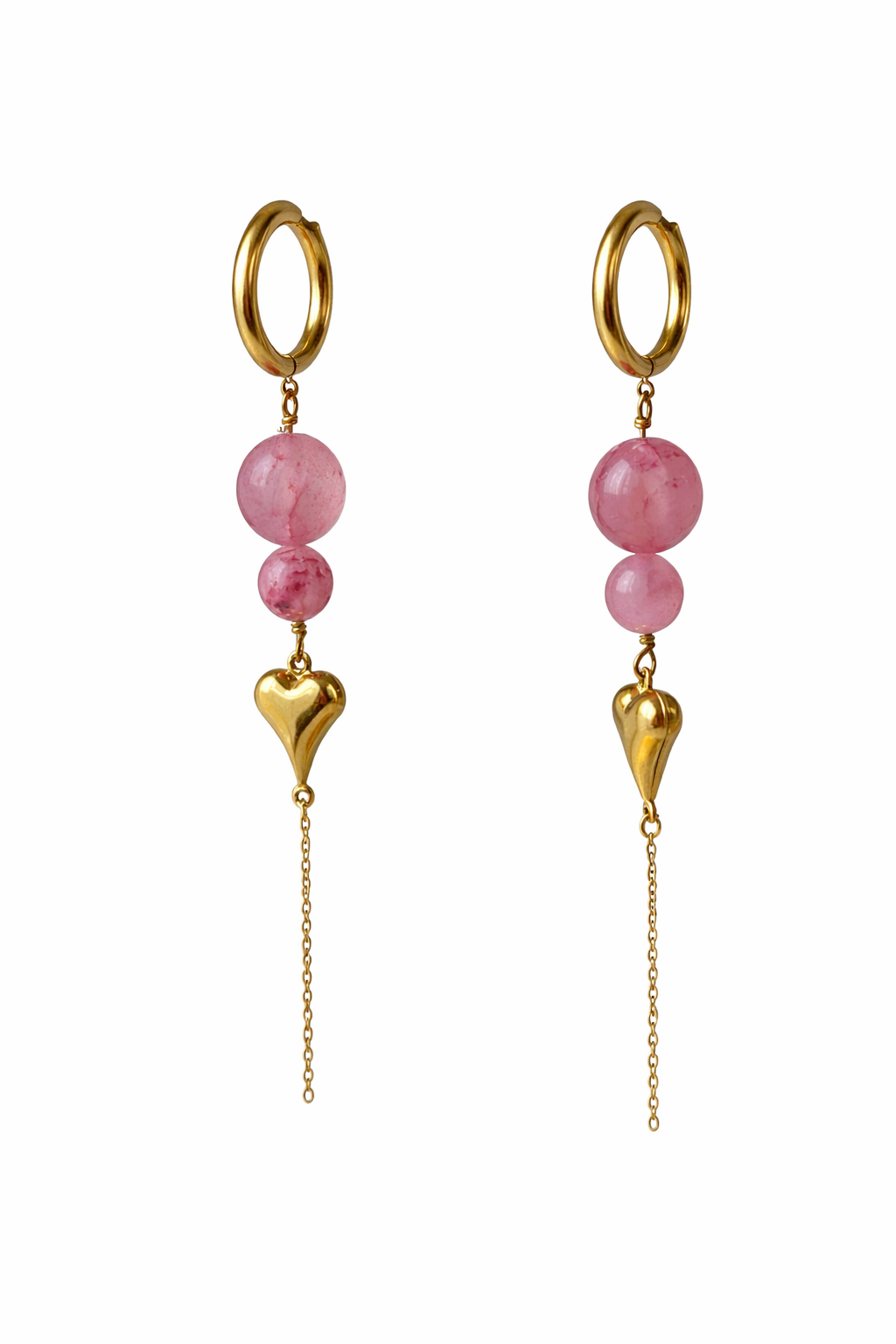 Golden Blush Heart Hoops Øreringe 18K Guldbelagt