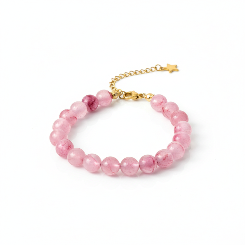 Pink perlearmbånd med guldstjerne